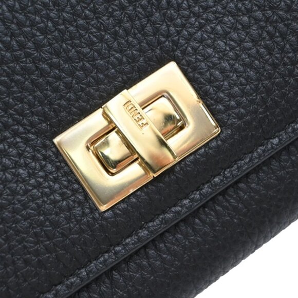 FENDI Logo Peekaboo Long Wallet Leather Black GHW Italy 83RF639 - Picture 12 of 16